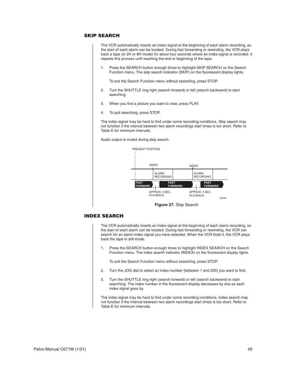 Skip search, Index search | Pelco TLR3040 User Manual | Page 49 / 58