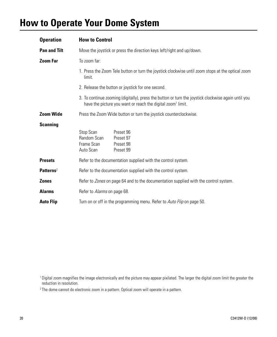 How to operate your dome system | Pelco SPECTRA C3412M-D User Manual | Page 20 / 100