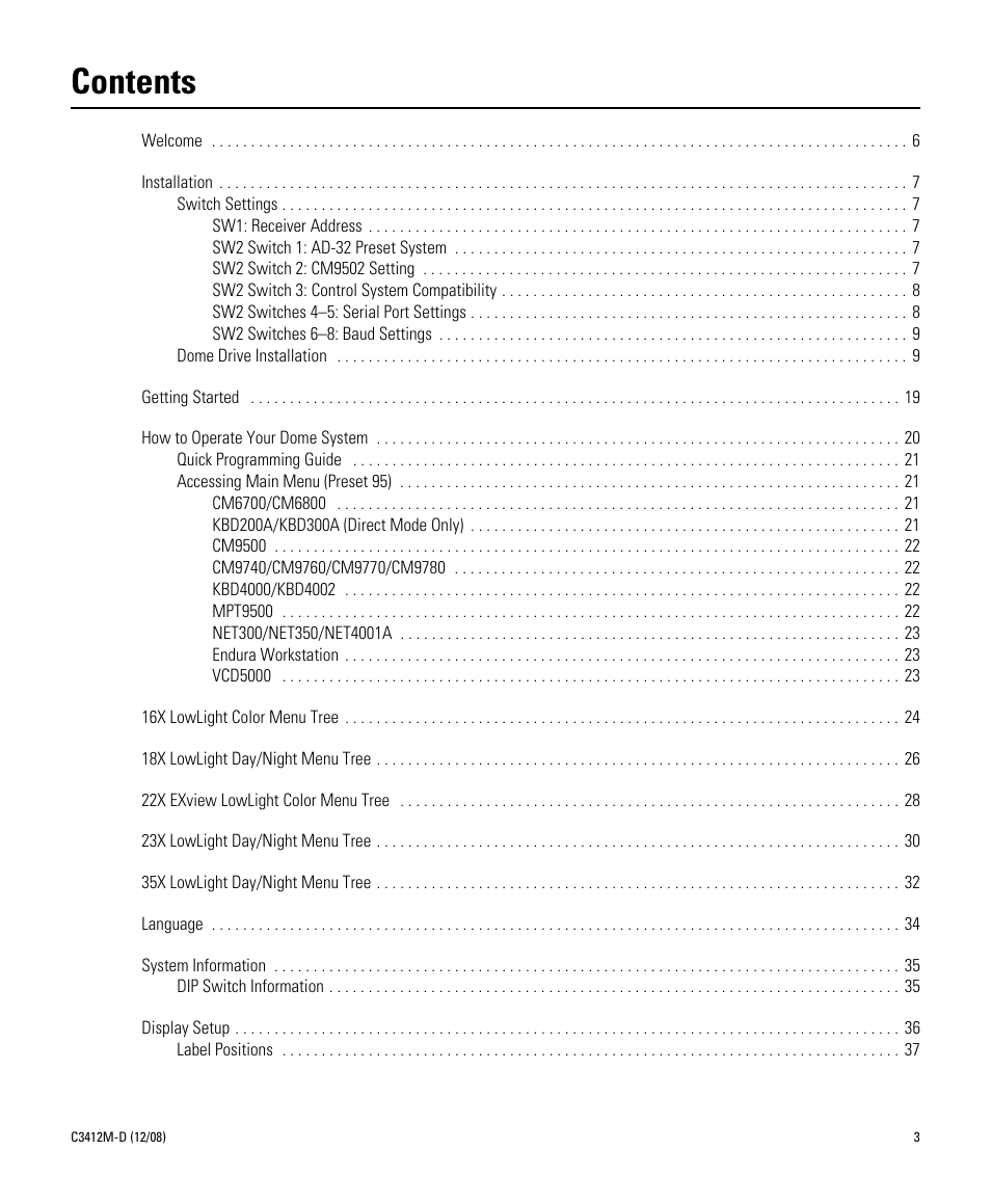 Pelco SPECTRA C3412M-D User Manual | Page 3 / 100