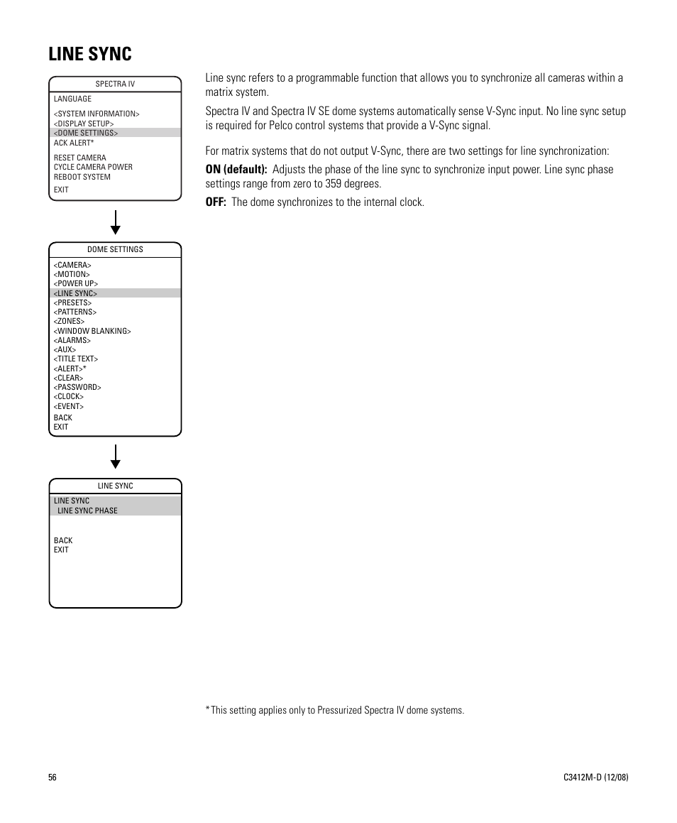 Line sync | Pelco SPECTRA C3412M-D User Manual | Page 56 / 100