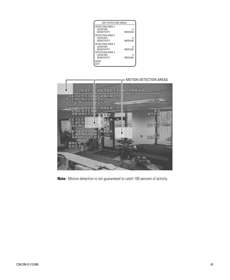 Motion detection areas | Pelco SPECTRA C3412M-D User Manual | Page 61 / 100
