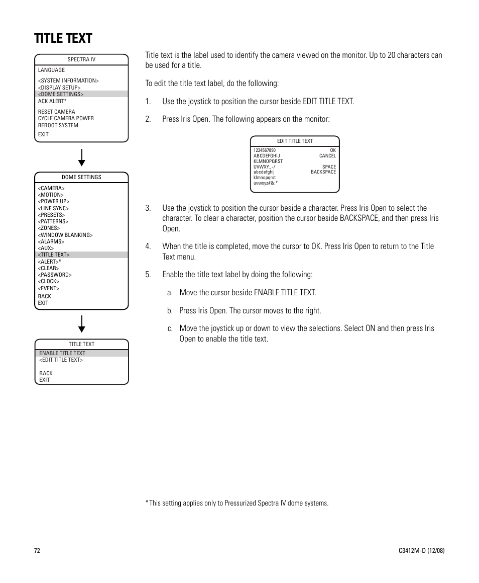 Title text | Pelco SPECTRA C3412M-D User Manual | Page 72 / 100