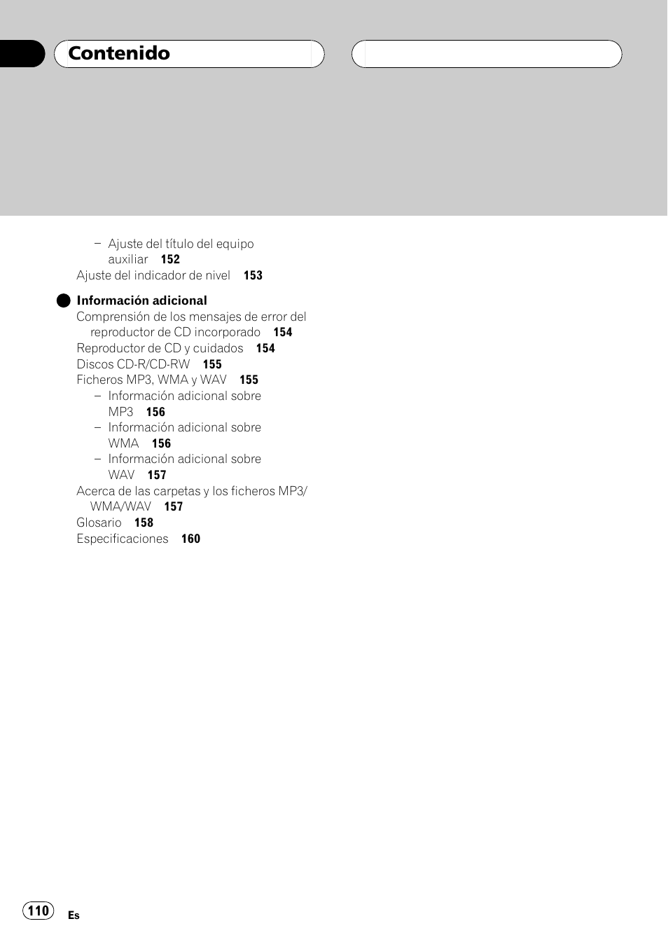 Playtex Multi-CD control High power CD/MP3/WMA/WAV player with FM/AM tuner DEH-P560MP User Manual | Page 110 / 162