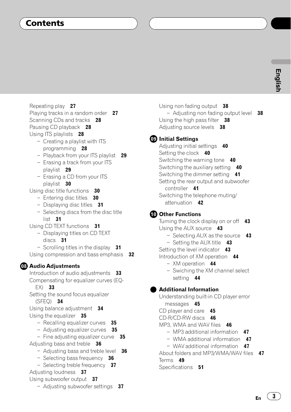 Playtex Multi-CD control High power CD/MP3/WMA/WAV player with FM/AM tuner DEH-P560MP User Manual | Page 3 / 162