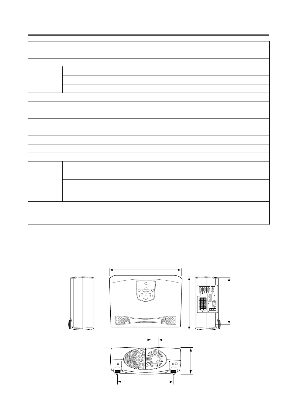 Specifications, Dimension diagram | Proxima ASA DP5800 User Manual | Page 28 / 29