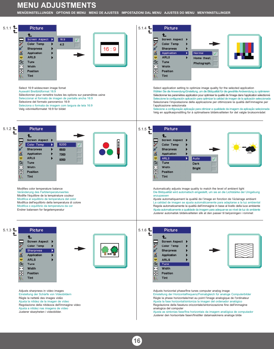 Menu adjustments | Proxima ASA X350 User Manual | Page 15 / 28