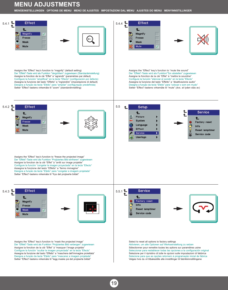 Menu adjustments | Proxima ASA X350 User Manual | Page 18 / 28