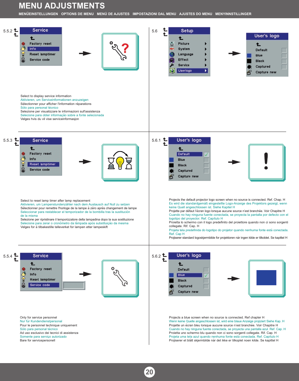 Menu adjustments | Proxima ASA X350 User Manual | Page 19 / 28