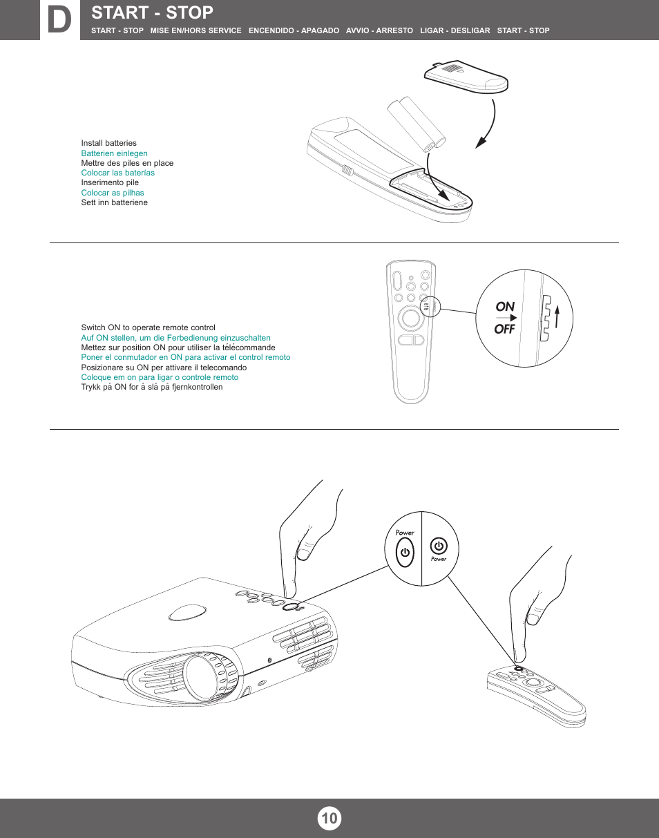 Start - stop | Proxima ASA X350 User Manual | Page 9 / 28