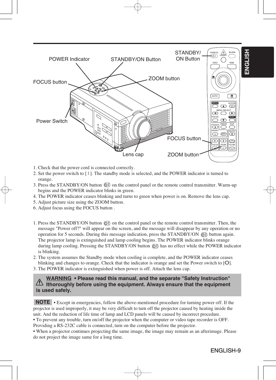 Operations, Power on, Power off | English-9 english english-9 | Proxima ASA Proxima DP6870 User Manual | Page 11 / 47