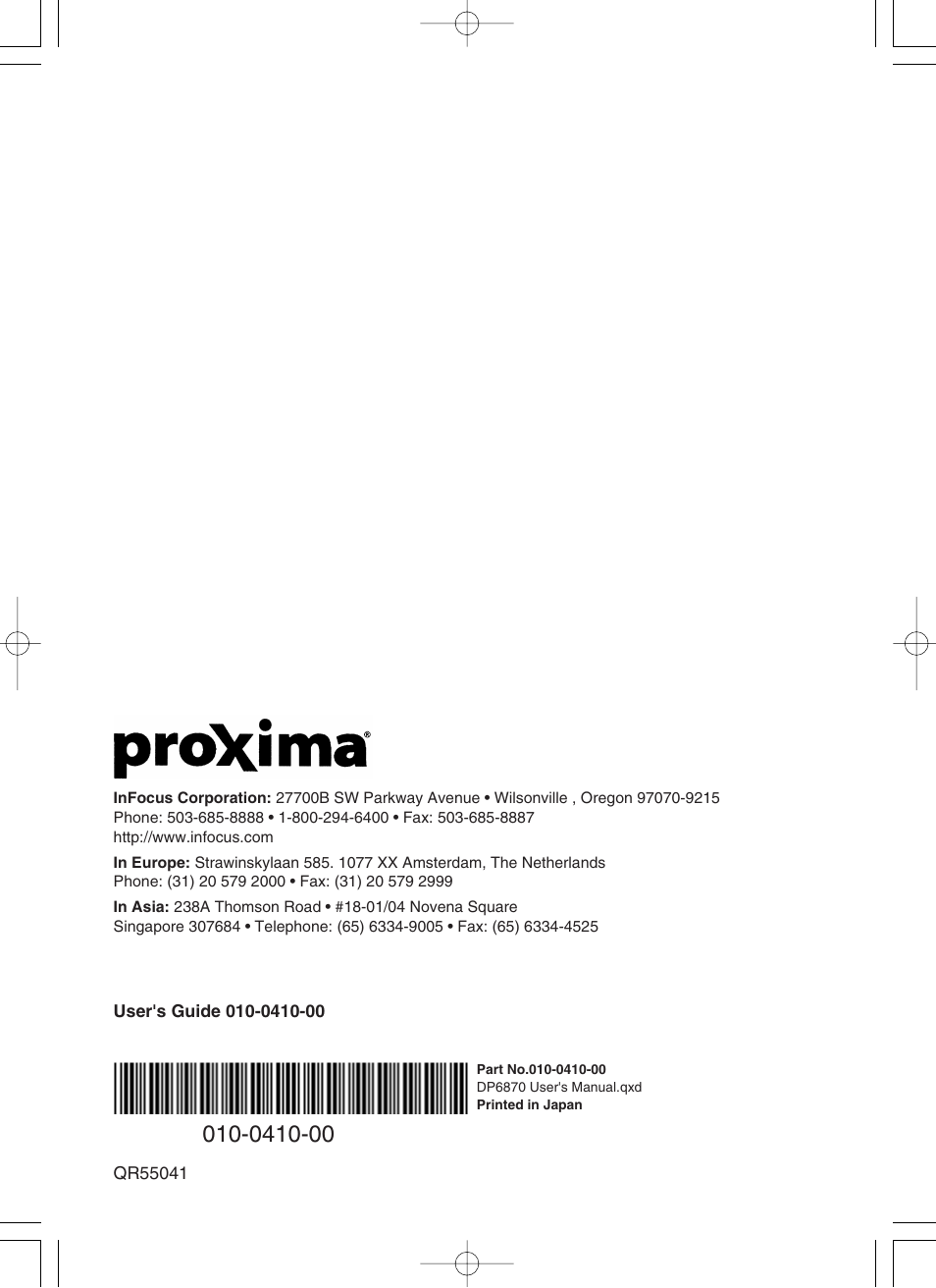 Proxima ASA Proxima DP6870 User Manual | Page 2 / 47