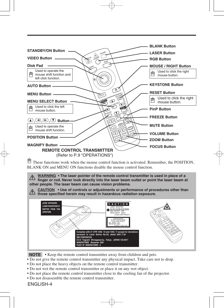Part names (continued) | Proxima ASA Proxima DP6870 User Manual | Page 6 / 47