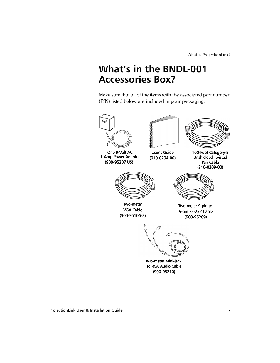 What’s in the bndl-001 accessories box | Proxima ASA PL-300E User Manual | Page 15 / 64