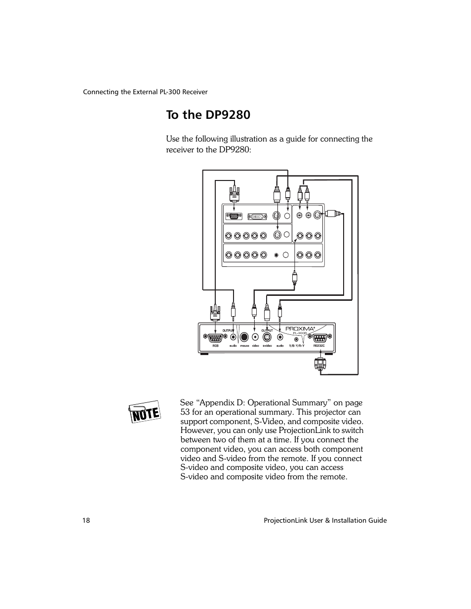 To the dp9280 | Proxima ASA PL-300E User Manual | Page 26 / 64