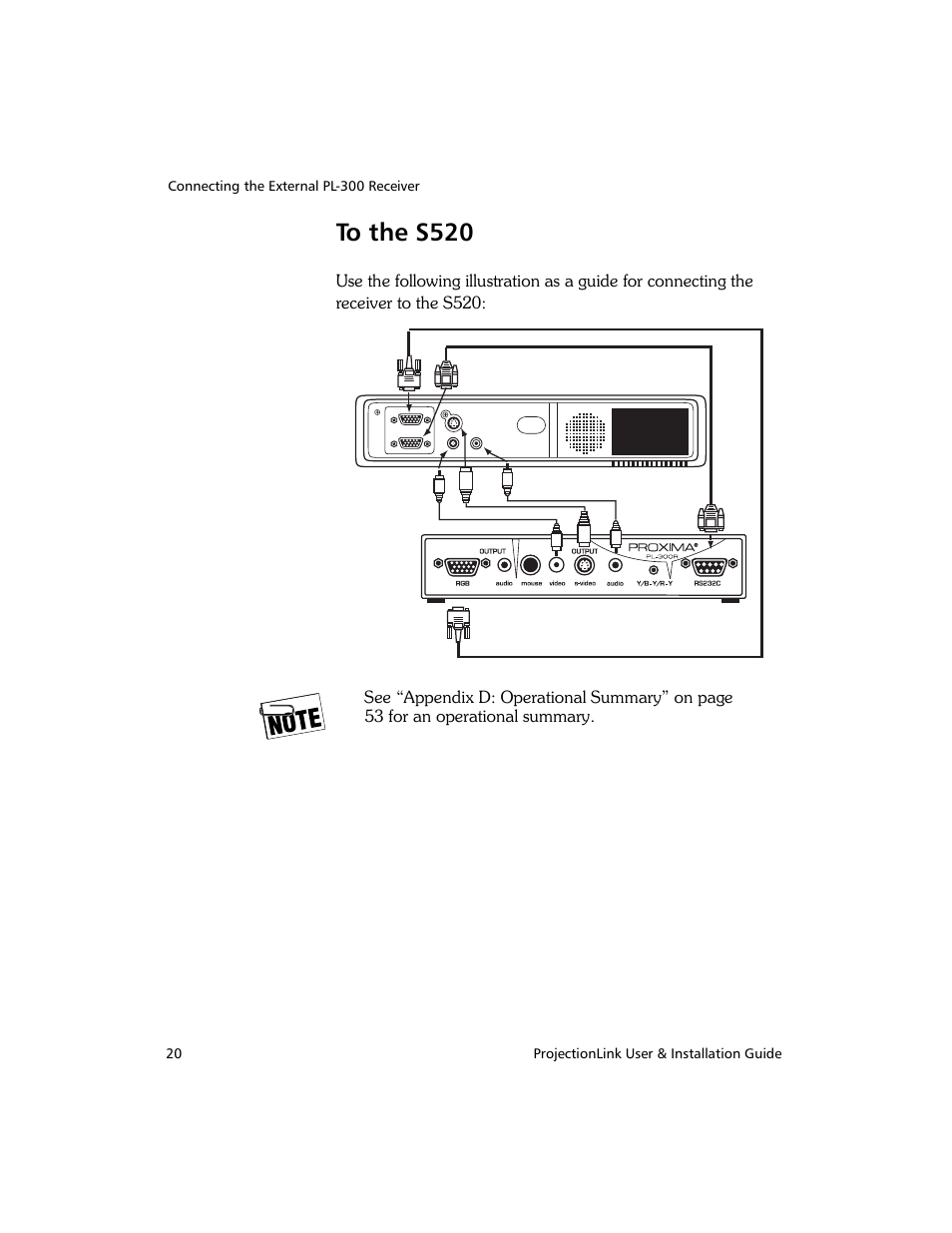 To the s520 | Proxima ASA PL-300E User Manual | Page 28 / 64