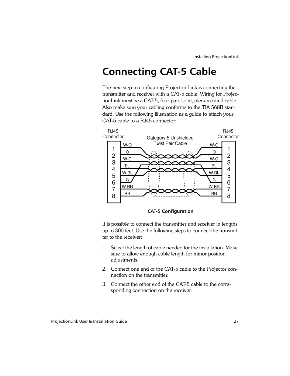 Connecting cat-5 cable | Proxima ASA PL-300E User Manual | Page 35 / 64