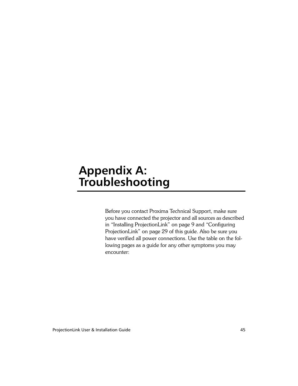 Appendix a: troubleshooting | Proxima ASA PL-300E User Manual | Page 53 / 64