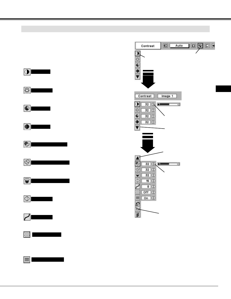 Video input, Image level adjustment | Proxima ASA Proxima DP9270 User Manual | Page 33 / 46