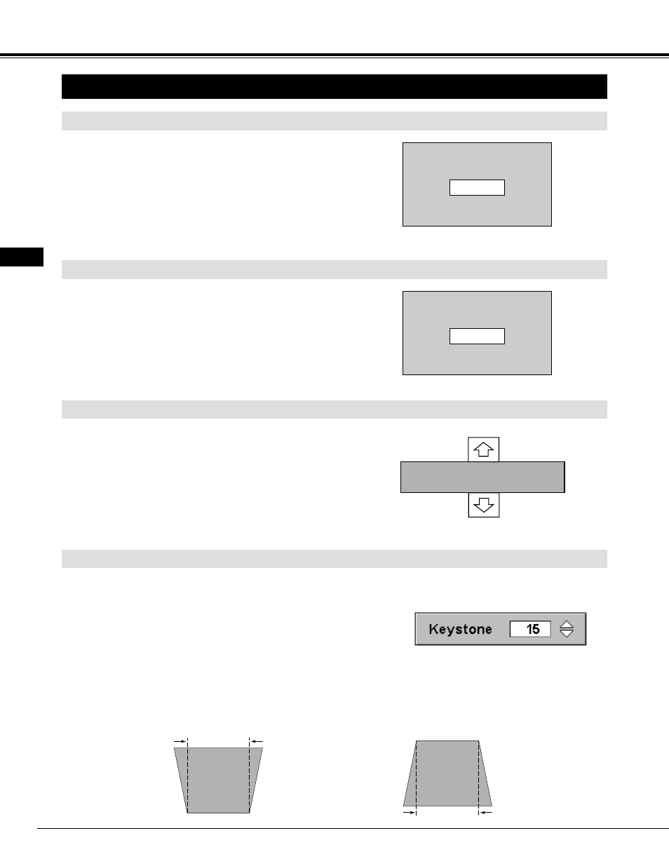 Adjusting screen, Keystone adjustment, Zoom adjustment focus adjustment | Basic operation, Lens shift lens shift adjustment | Proxima ASA Pro AV 9550 User Manual | Page 22 / 52