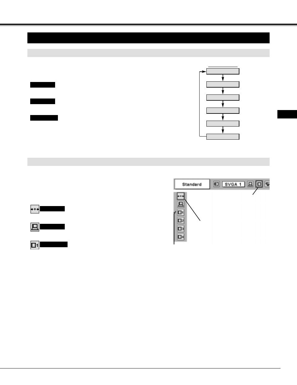 Picture image adjustment, Computer input, Image level select (menu) | Image level select (direct) | Proxima ASA Pro AV 9550 User Manual | Page 31 / 52