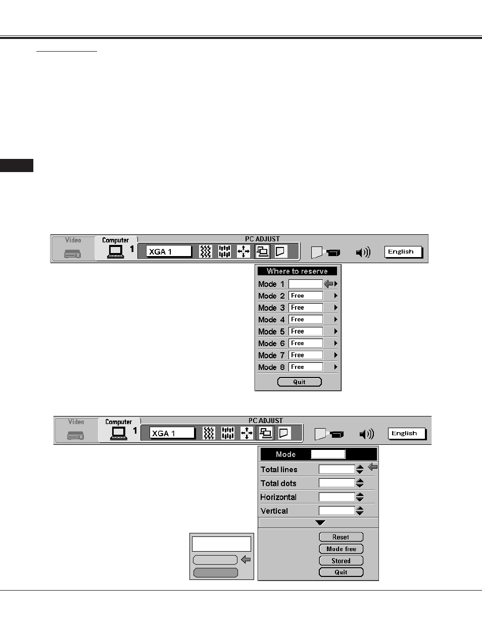 Mode free | Proxima ASA 9260/9240 User Manual | Page 44 / 55