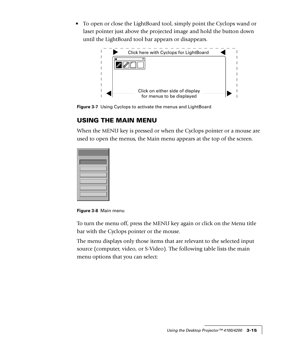 Using the main menu | Proxima ASA 4100/4200 User Manual | Page 40 / 83