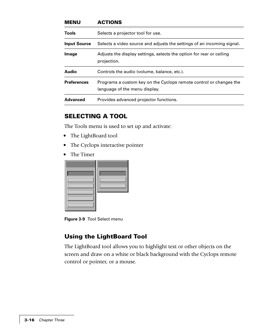 Selecting a tool, Using the lightboard tool | Proxima ASA 4100/4200 User Manual | Page 41 / 83