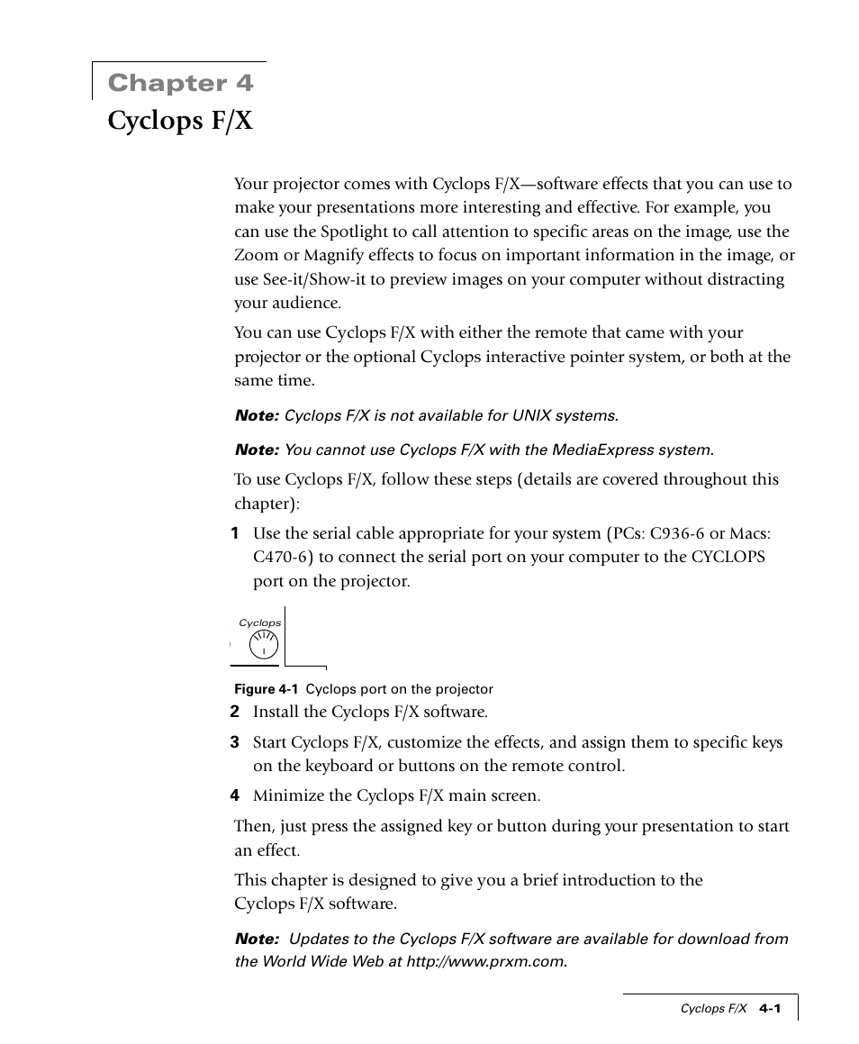 Cyclops f/x, Chapter 4 | Proxima ASA 4100/4200 User Manual | Page 56 / 83