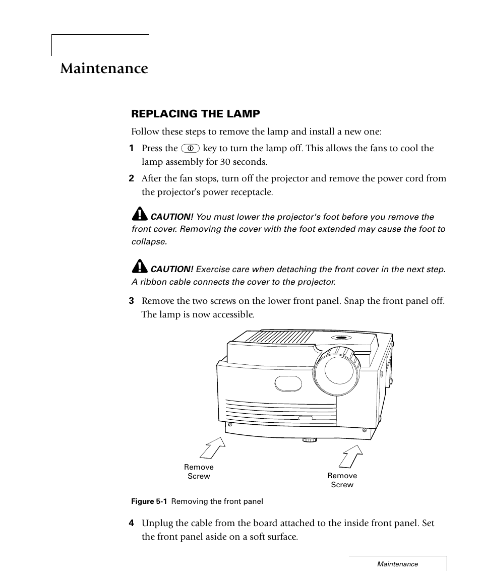 Maintenance, Chapter 5 | Proxima ASA 4100/4200 User Manual | Page 68 / 83