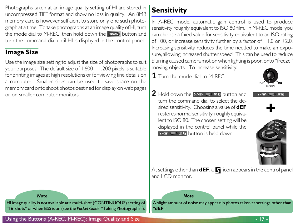 Sensitivity | Proxima ASA COOLPIX 950 User Manual | Page 17 / 56