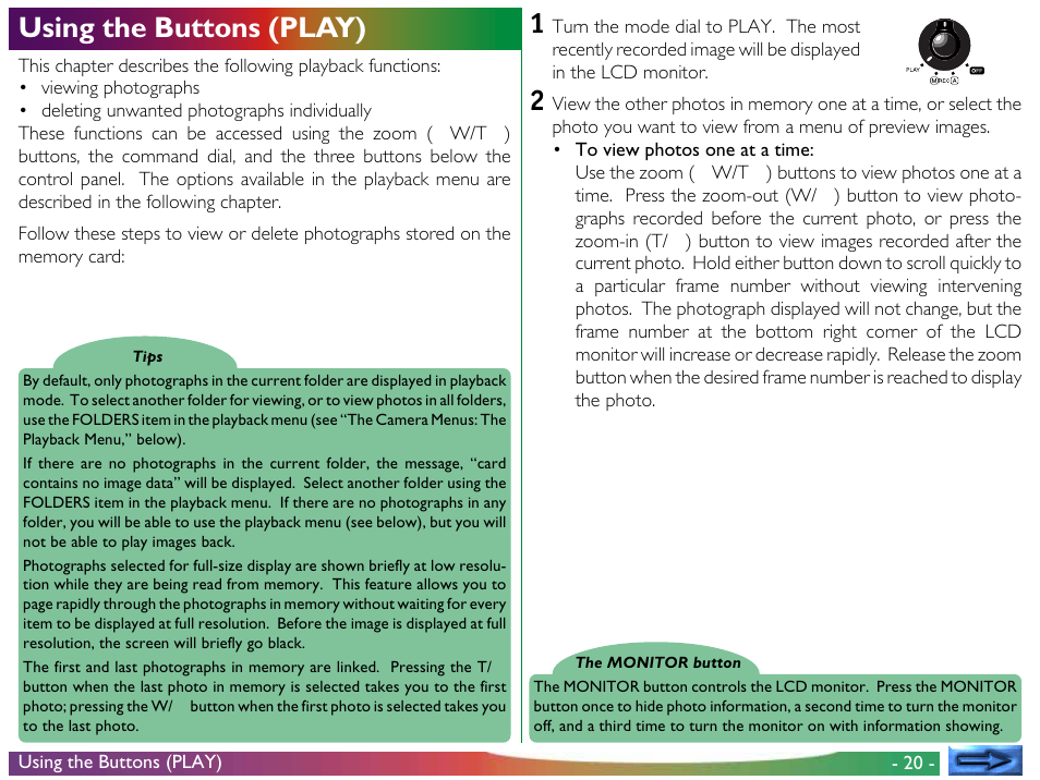 Using the buttons (play) | Proxima ASA COOLPIX 950 User Manual | Page 20 / 56