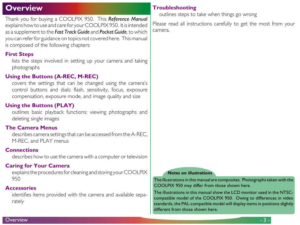 Overview | Proxima ASA COOLPIX 950 User Manual | Page 3 / 56