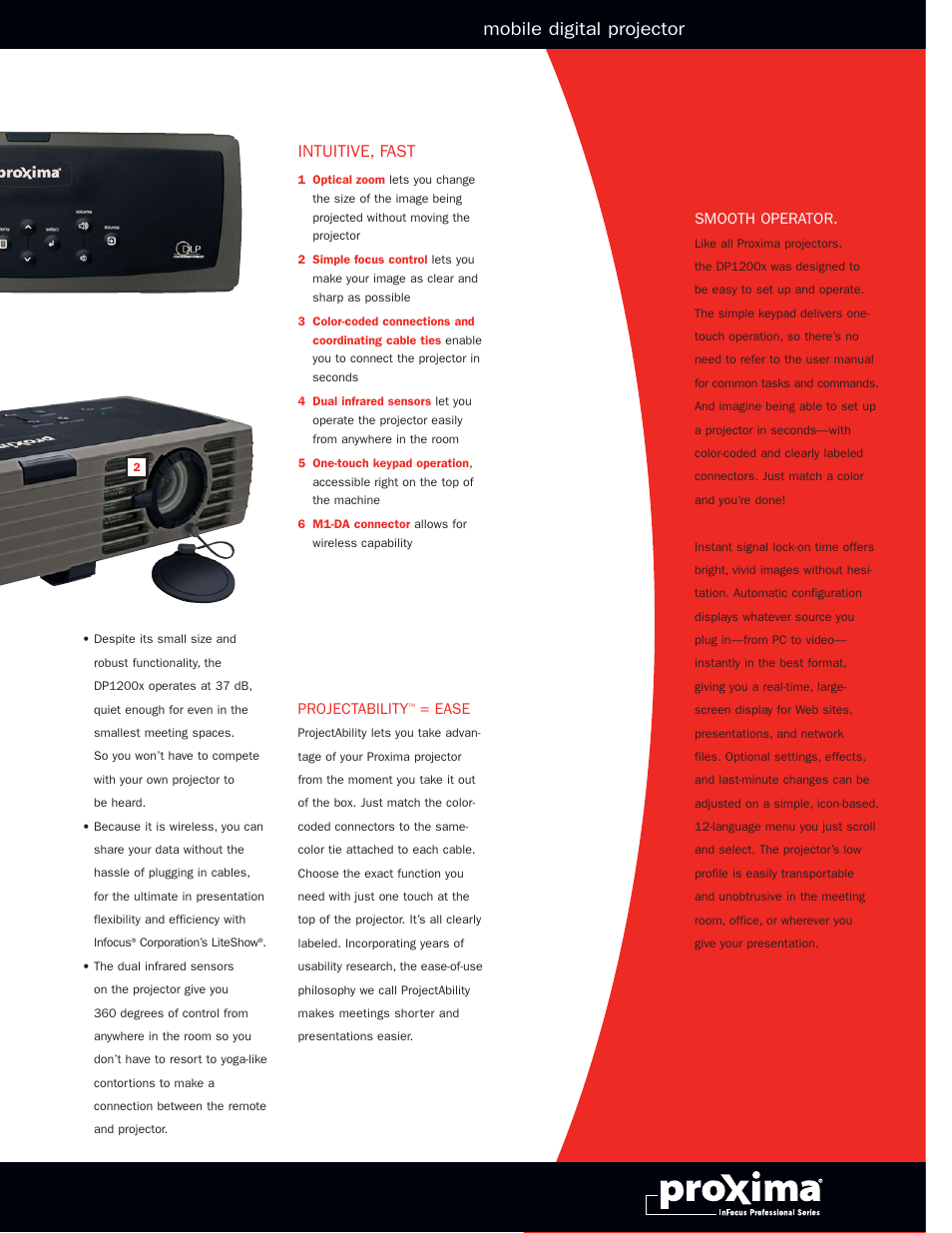 Mobile digital projector, Intuitive, fast | Proxima ASA DP1200x User Manual | Page 3 / 4