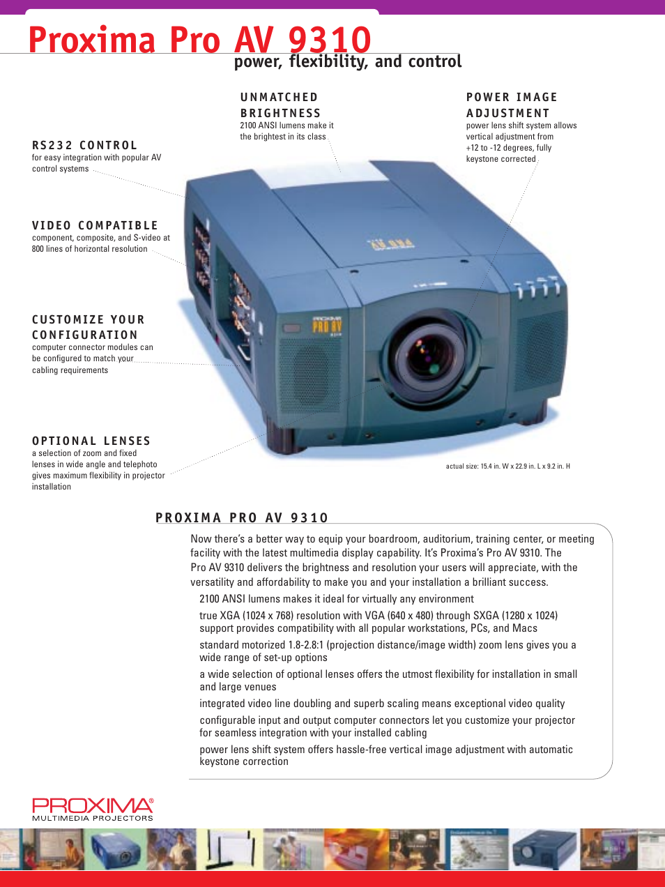 Proxima ASA Pro AV 9310 User Manual | 2 pages