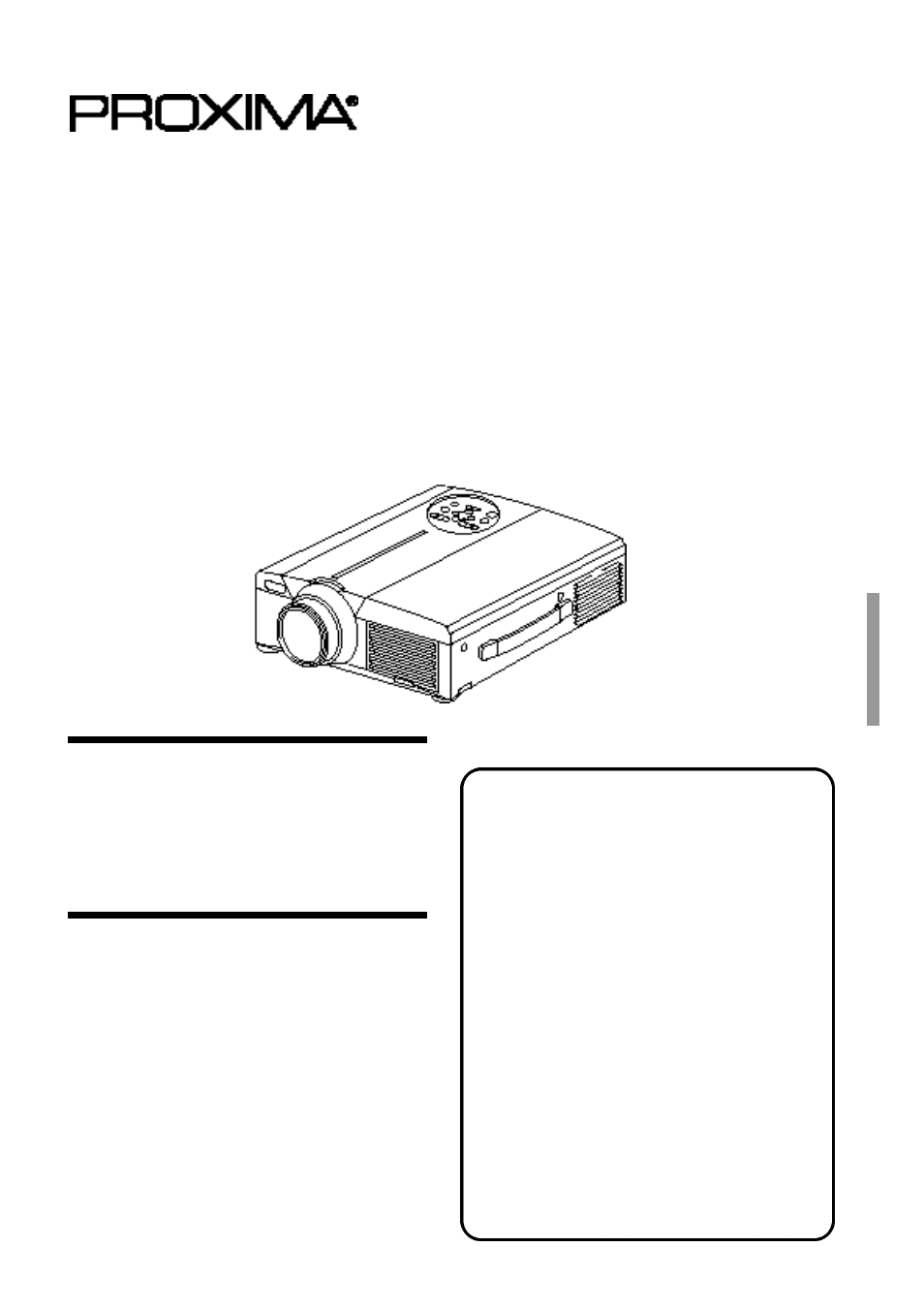 Dp6850, Proiettore di tipo desktop, Descrizione sommaria | Caratteristiche, Guida dell’utente, Indice | Proxima ASA Proxima DP6850 User Manual | Page 109 / 144