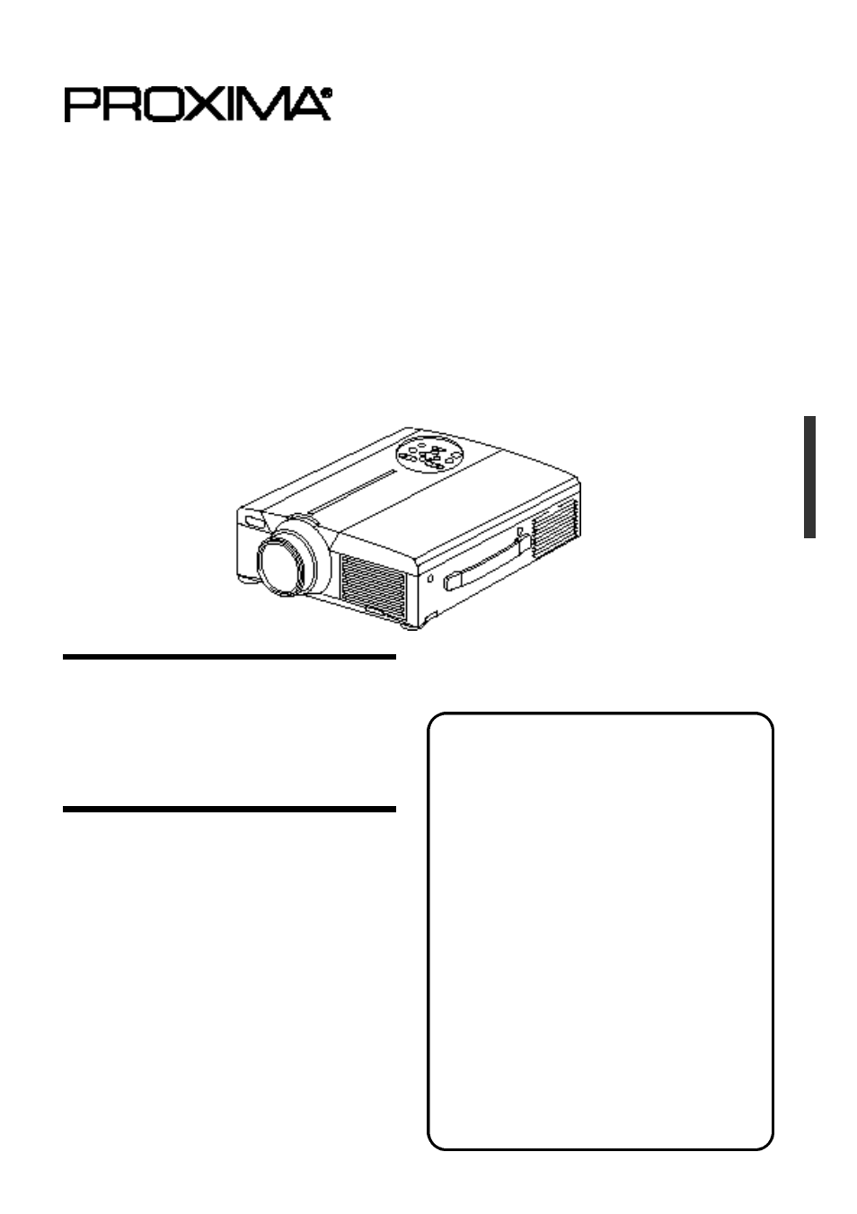 Dp6850, Projecteur de bureau, Aperçu | Caractéristiques, Manuel d’utilisation, Index | Proxima ASA Proxima DP6850 User Manual | Page 73 / 144