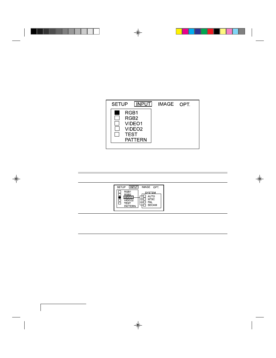 Input menu | Proxima ASA Proxima DP5500 User Manual | Page 36 / 53