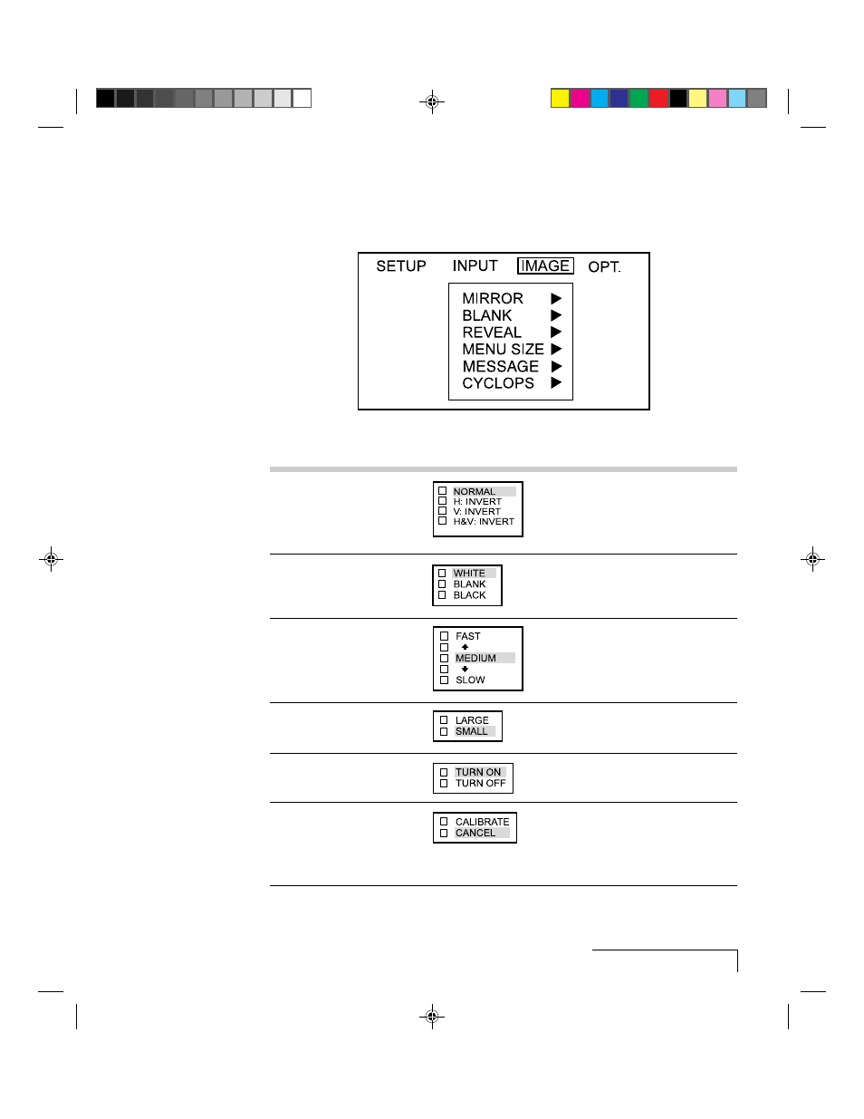 Image menu | Proxima ASA Proxima DP5500 User Manual | Page 37 / 53