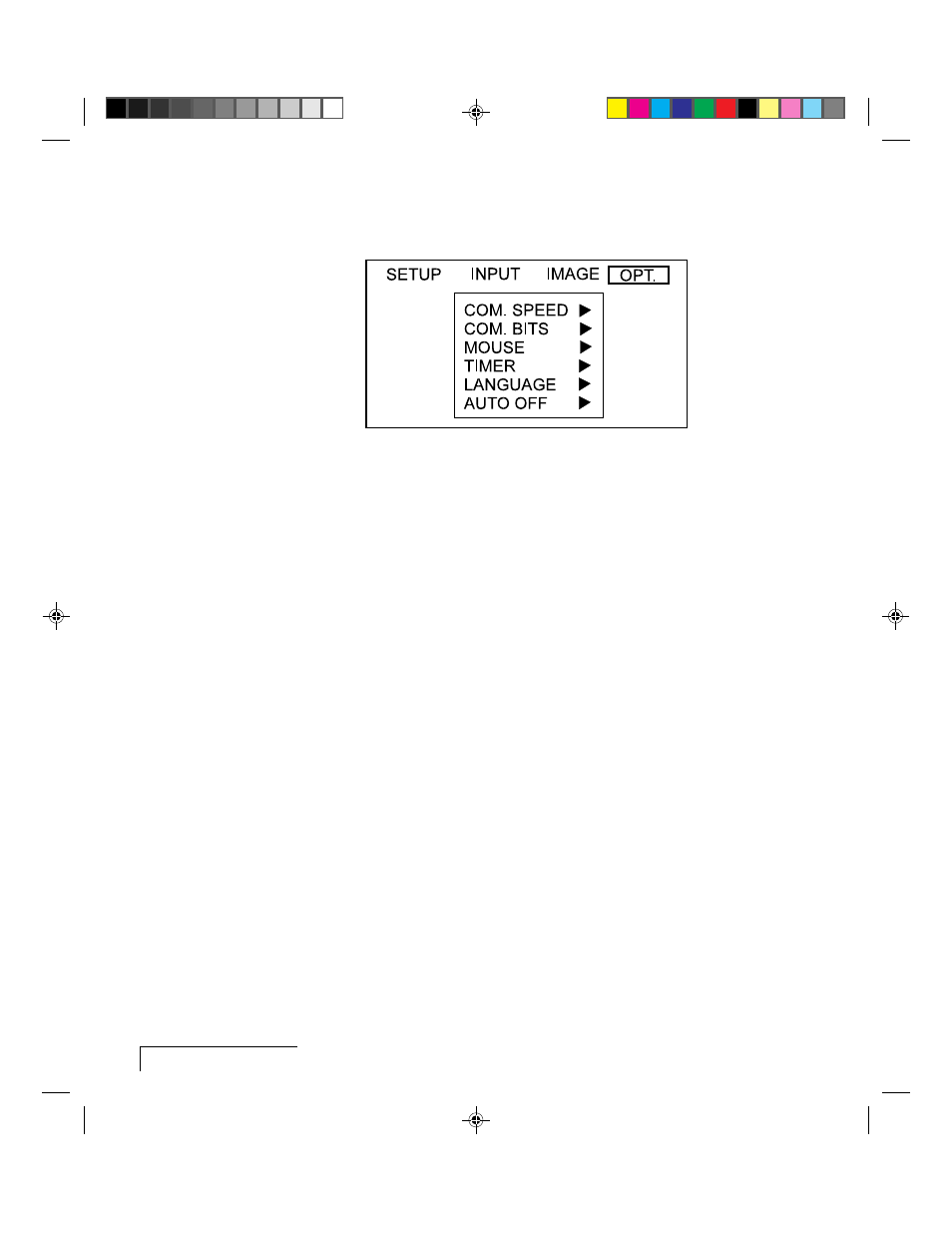 Option (opt.) menu | Proxima ASA Proxima DP5500 User Manual | Page 38 / 53