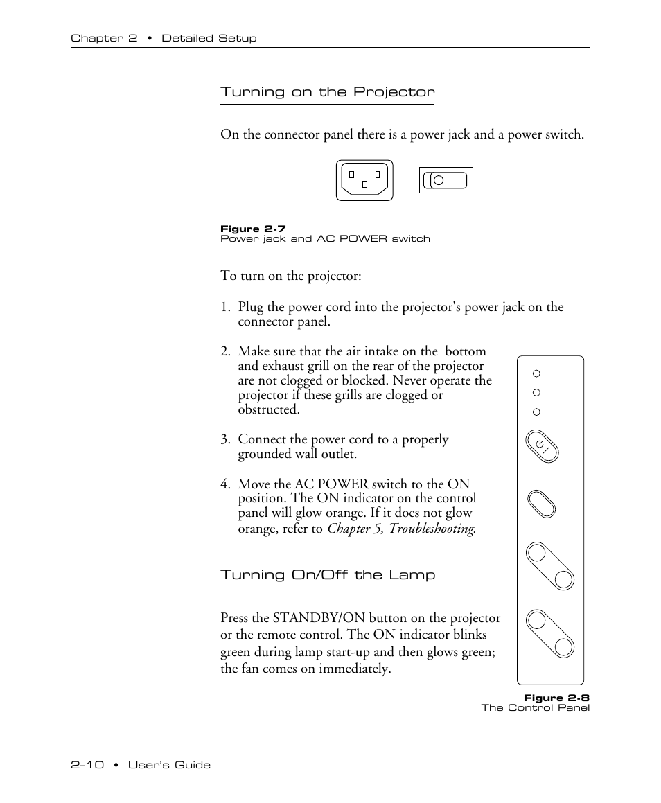 Turning on the projector, Turning on/off the lamp | Proxima ASA DP5100 User Manual | Page 18 / 49