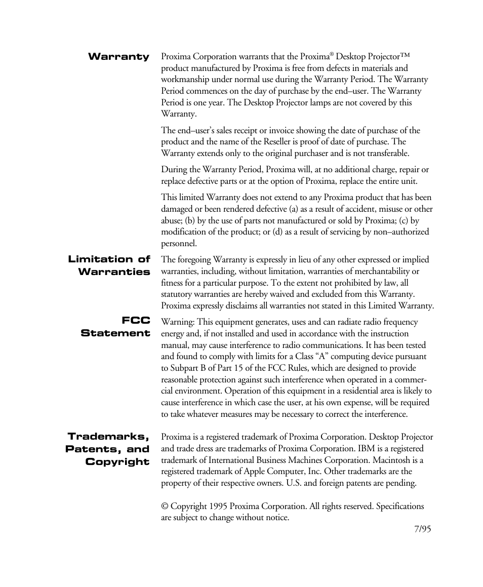 Proxima ASA DP5100 User Manual | Page 2 / 49