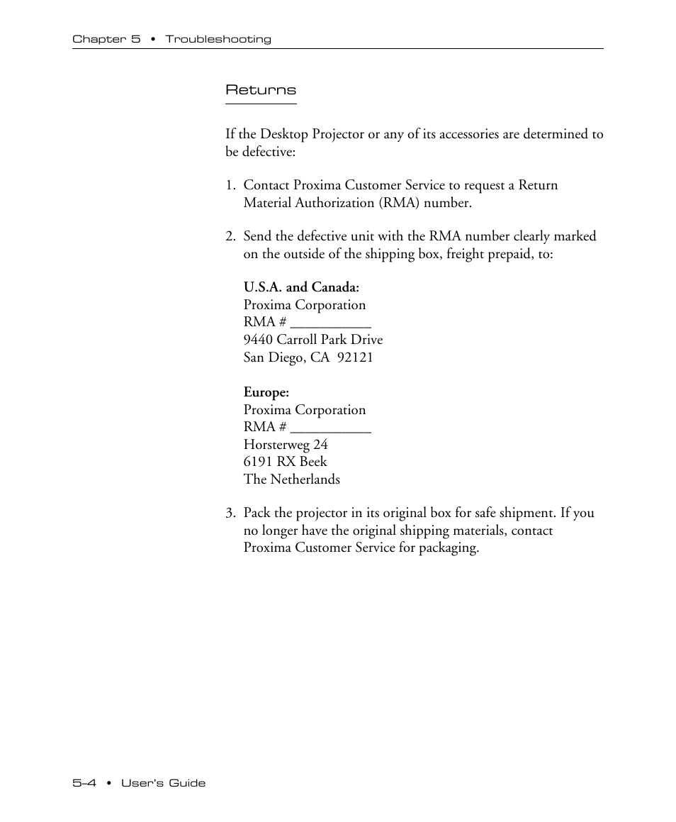 Proxima ASA DP5100 User Manual | Page 43 / 49