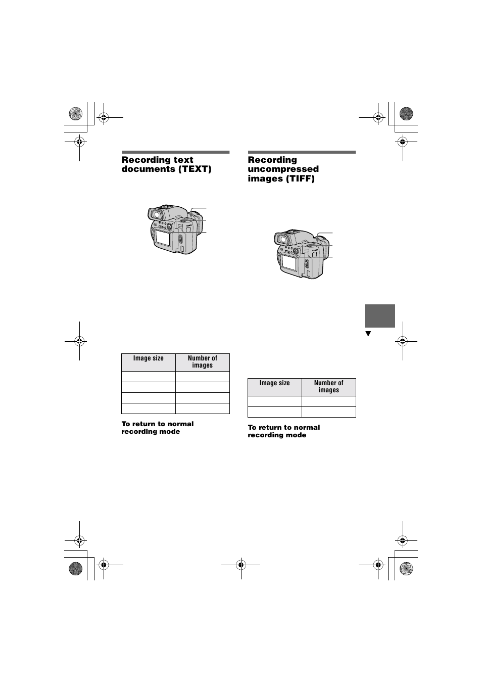 Recording text documents (text), Recording uncompressed images (tiff), Tiff) | Proxima ASA MVC-CD1000 User Manual | Page 49 / 80