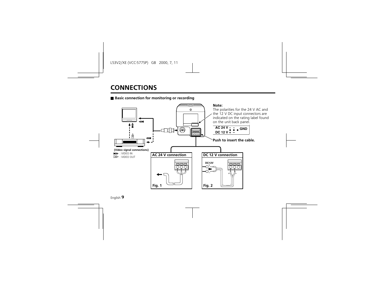 Connections | Proxima ASA Colour CCD Camera VCC-5775P User Manual | Page 10 / 20