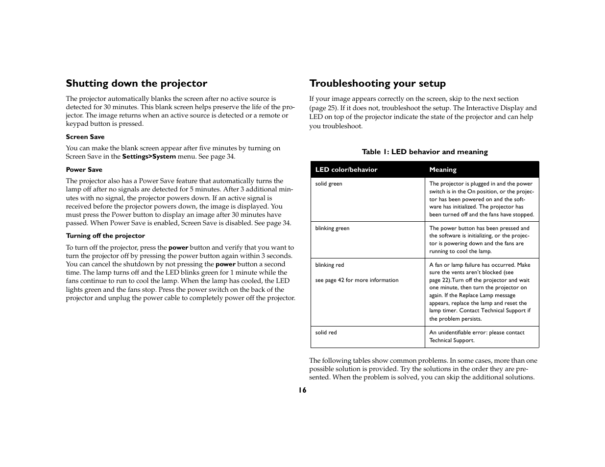 Shutting down the projector, Troubleshooting your setup | Proxima ASA DP8200x User Manual | Page 18 / 52