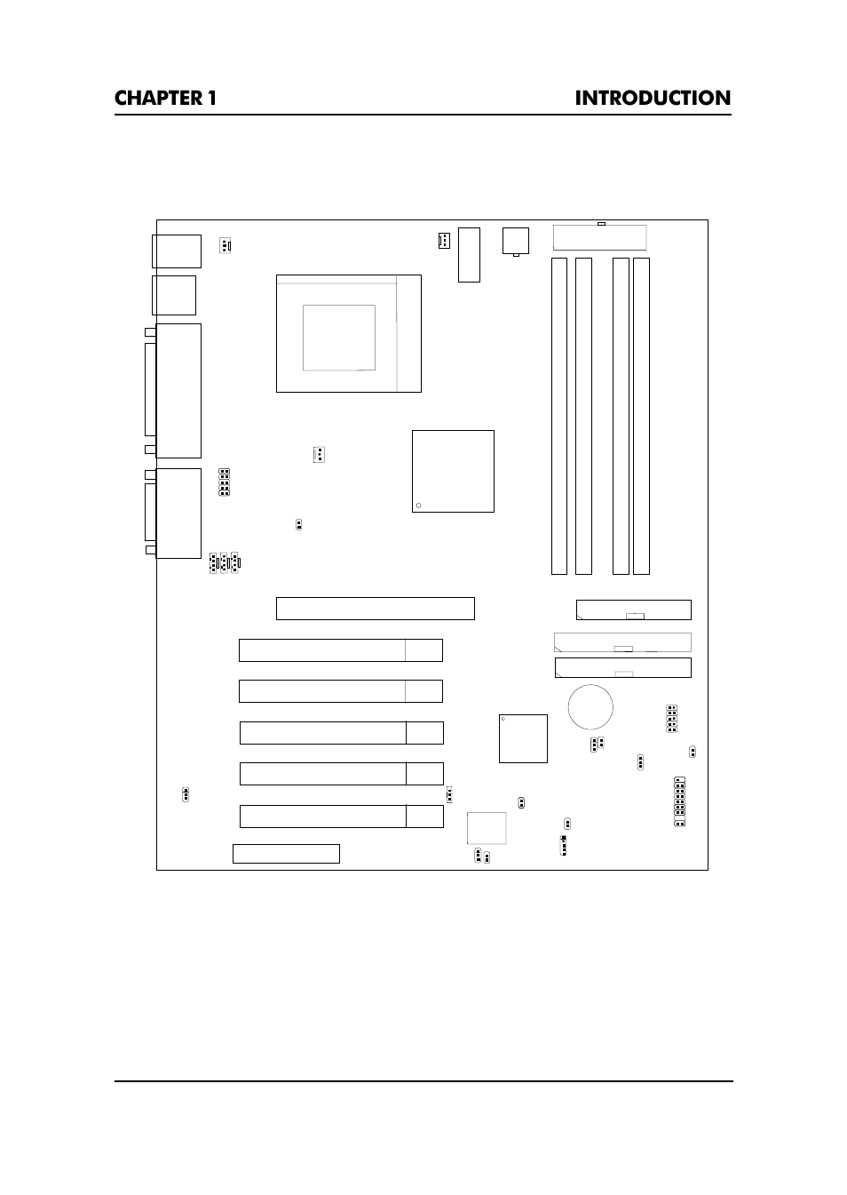 Mainboard layout, Chapter 1 introduction 1-4, Pci slot 2 pci slot 1 | Socket 423, Bios agp slot, Pci slot 3 pci slot 4 pci slot 5 | Premio Computer Premio Apollo/Shadowhawk Computer User Manual | Page 26 / 122