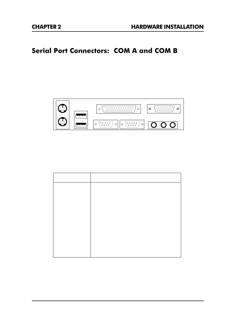 Serial port connectors: com a and com b | Premio Computer Premio Apollo/Shadowhawk Computer User Manual | Page 43 / 122