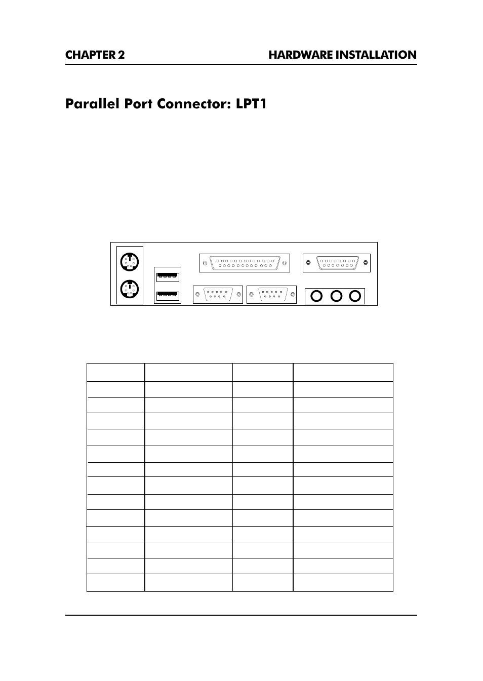 Parallel port connector: lpt1 | Premio Computer Premio Apollo/Shadowhawk Computer User Manual | Page 44 / 122