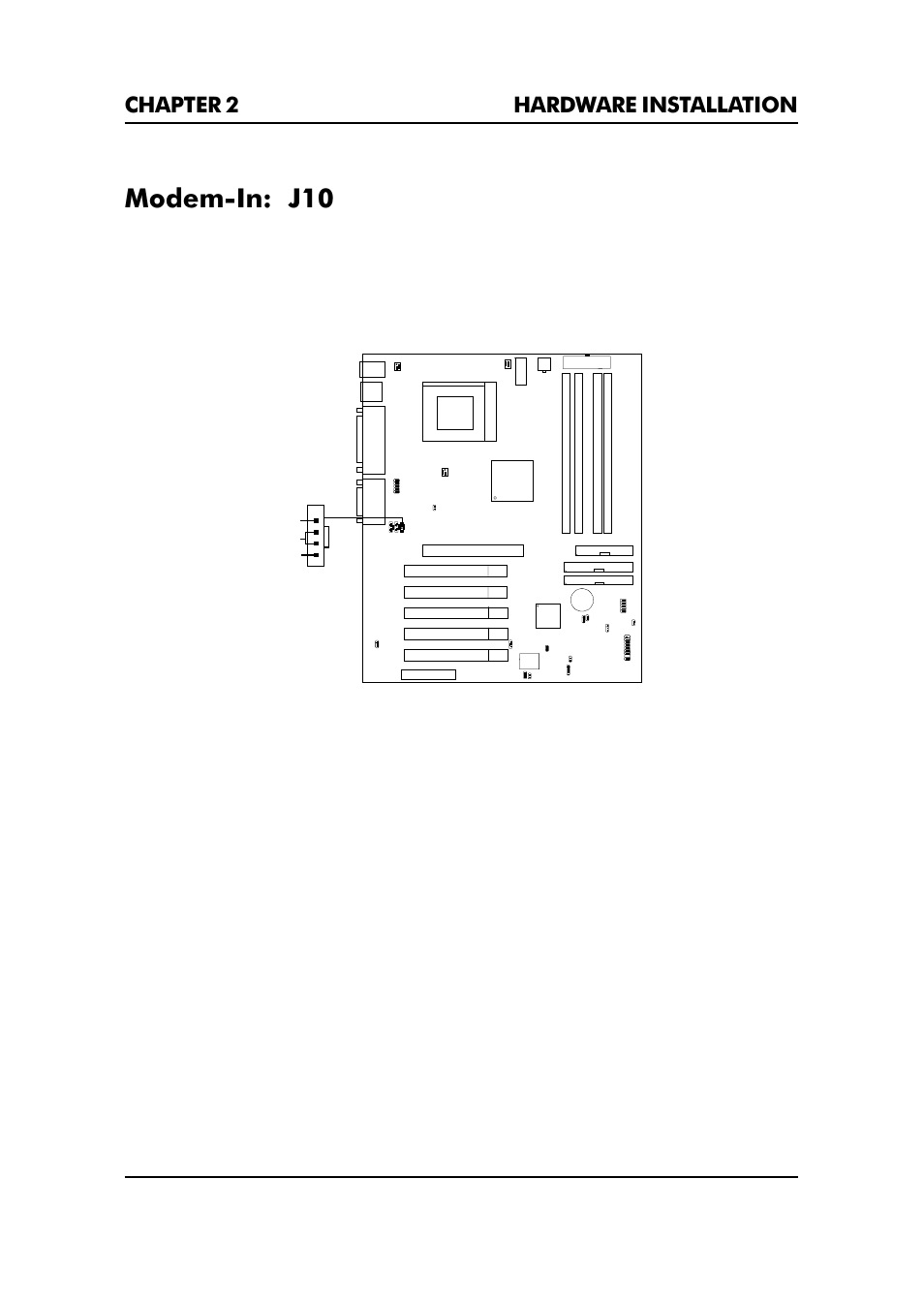 Modem-in: j10, Chapter 2 hardware installation 2-28 | Premio Computer Premio Apollo/Shadowhawk Computer User Manual | Page 54 / 122