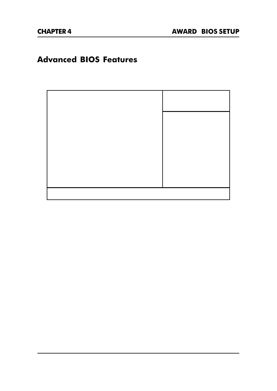 Advanced bios features, Virus warning, Chapter 4 award | Bios setup 4-8 | Premio Computer Premio Apollo/Shadowhawk Computer User Manual | Page 95 / 122